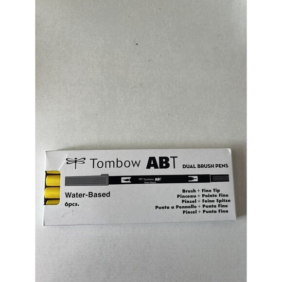 (Lot of 6) - Tombow 56541 Dual Brush Pen Art Marker, ABT 055 Yellow - NEW - Picture 1 of 3